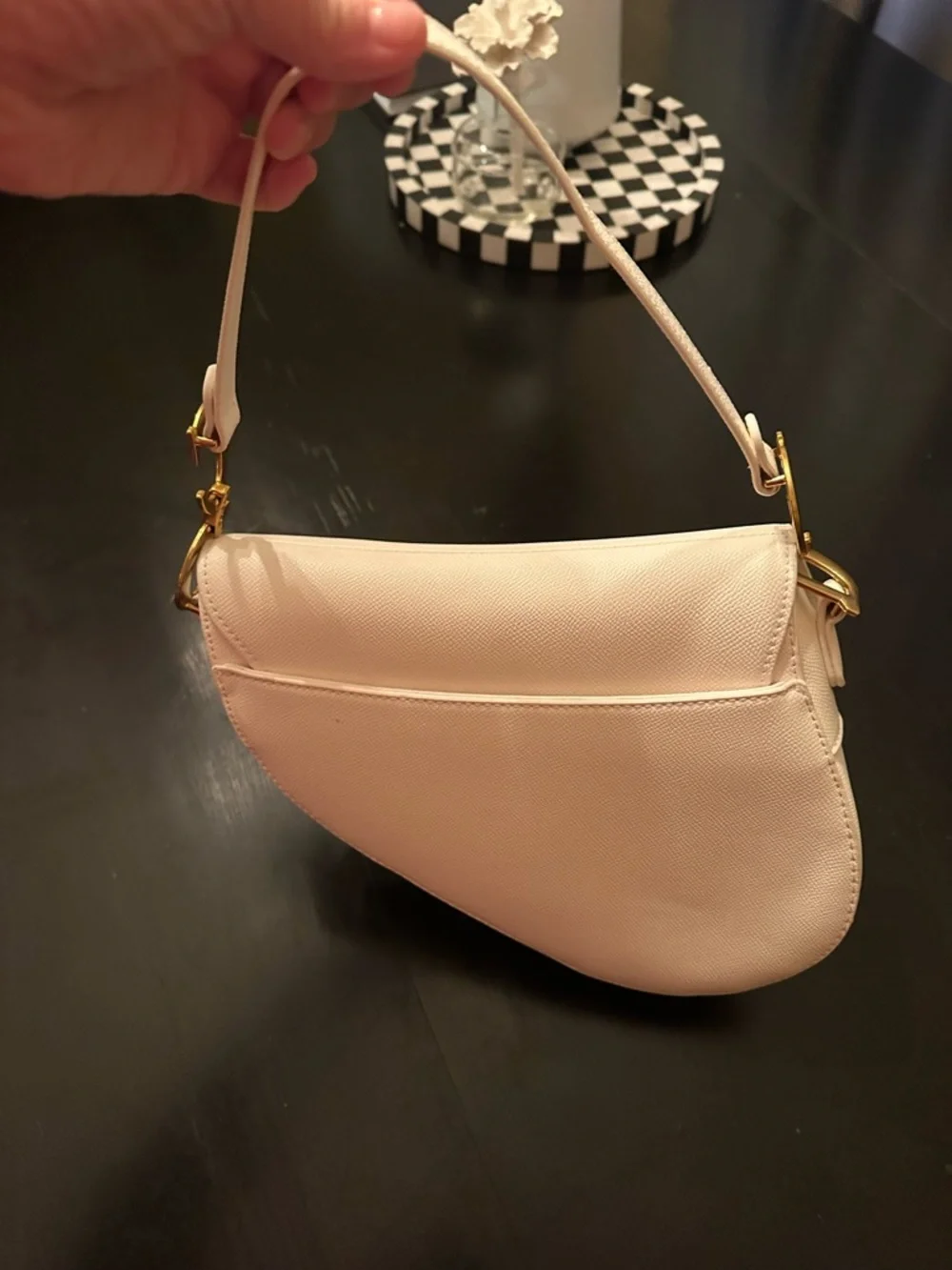 Dior White Saddle Shoulder Bag with Gold Hardware - Picture 3 of 4